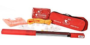 POVINNÁ VÝBAVA CZ - LÉKÁRNIČKA, TROJÚHELNÍK, LANO (1,9 T), VESTA, RUKAVICE ČERVENÁ BRAŠNA